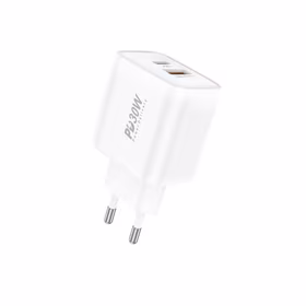 Foneng Sieninis įkroviklis EU52 - USB + Type C - QC 3.0 PD 30W baltas