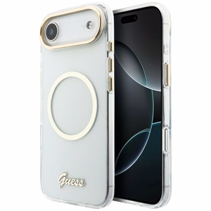 Guess IML Script Metal MagSafe Dėklas for iPhone Air - Clear