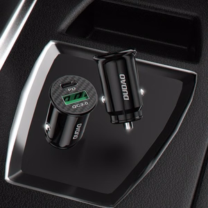 Automobilinis įkroviklis Dudao R3PRO juodas (1xUSB / 1xUSB-C / 18W) + Type-C / Lightning laidas
