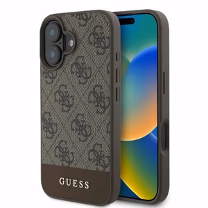 Guess 4G Bottom Stripe dėklas telefonui iPhone 16 - rudas
