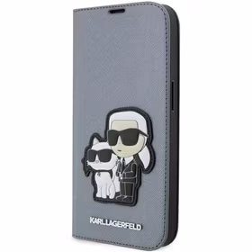 Karl Lagerfeld KLBKP14XSANKCPG iPhone 14 Pro Max 6.7" Dėklas telefonui (m) - sidabro (m) Saffiano Monograma Karl & Choupette