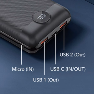 VEGER išorinė baterija 20000 mAh PD QC3.0 2A 22,5W S20 (W2053) juoda
