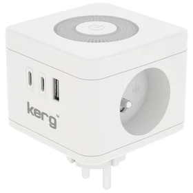 KERG Smart 2-socket power cube + USB-A + USB-C charger + LED lamp 16A/250V~ white