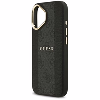 GUESS dėklas telefonui IPHONE 17, suderinamas su MagSafe GUHMP17SPG4SEMCK (PU W/ 4G Stripe) juodas