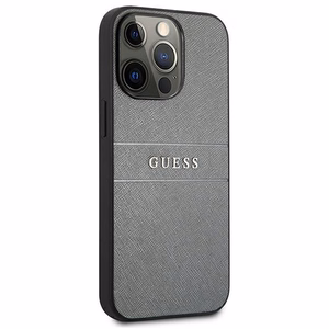 Guess GUHCP13LPSASBGR dėklas iPhone 13 Pro / 13 6,1" Saffiano Strap – pilkas