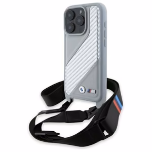 BMW M Edition карбон полоса и ремешок Чехол iPhone 16 Pro - серый
