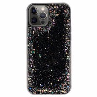 Skaidrus dėklas telefonui Iphone 12 Pro Max Juodas