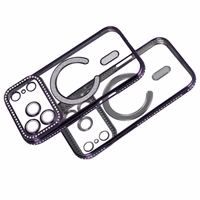 Bling Magsafe violetinis dėklas telefonui iPhone 17 Pro Max