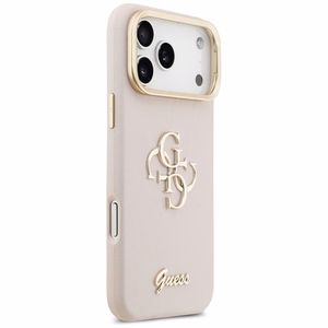 GUESS dėklas telefonui IPHONE 17 Pro Max GUHCP17XPCS4GSP (grūdinto PU didelis 4G ir stovo kamera) rožinis