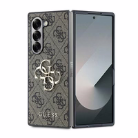 Dėklas telefonui Guess Odinis 4G Su metalo logotipu Samsung Galaxy Z Fold 6 - rudas