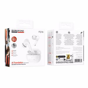 Baltos TWS Bluetooth ausinės Borofone FQ16 Star, ANC+ENC, Smart AI