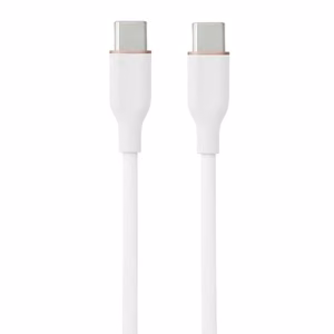Silikoninis kabelis USB Type-C - Type-C, 60W (baltas, 1m)