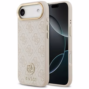 Guess чехол для iPhone 17 Air совместимый с MagSafe GUHMP17MP4GRMDEP (PU W/ 4G Strass Logo) розовый