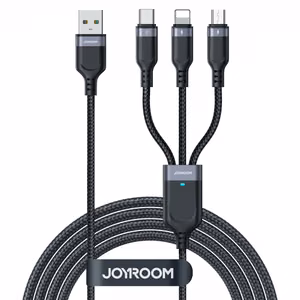 Joyroom Multi-Use Series S-A18 кабель 3 в 1 USB-A - Lightning USB-C micro USB 0.3м - чёрный