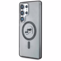 Dėklas Karl Lagerfeld Button Karl & Choupette Heads Printed Logo Magnetinis Samsung Galaxy S25 Ultra juodas