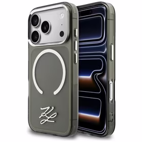 Karl Lagerfeld IML KL Script Logo MagSafe Dėklas for iPhone 17 Pro - juodas
