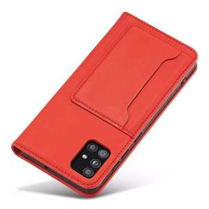 Magnetinis kortelių dėklas Samsung Galaxy A13 5G piniginė kortelių laikiklis raudonas
