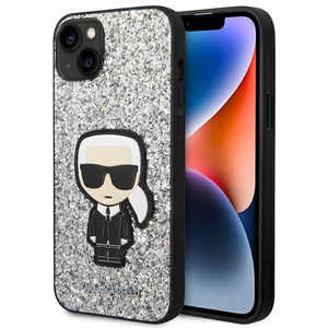 Dėklas telefonui Karl Lagerfeld KLHCP14MGFKPG iPhone 14 Plus 6.7\" sidabrinis / sidabrinis Glitter Flakes Ikonik