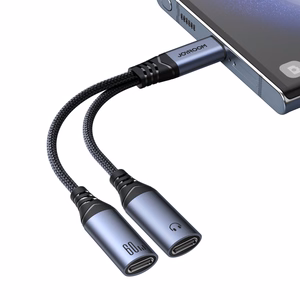Joyroom SY-C03 USB-C į 2x USB-C 2-in-1 DAC adapteris - juodas