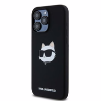 Karl Lagerfeld silikoninis Choupette Head magnetinis dėklas telefonui iPhone 15 Pro Max - juodas