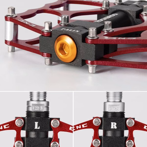 Rockbros JT201012LR 2010-12L aliumininiai platforminiai dviračio pedalai – raudoni
