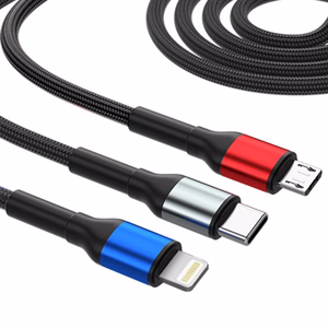 3mk Hyper Cable N-SERIES 6 in 1 USB-C / USB-A į USB-C / Lightning / Micro 1,2 m QC 3.0 9V / 2A 18W - juodas