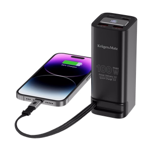 Kruger&Matz ličio jonų išorinė baterija su QC ir PD, 20000 mAh, 100 W