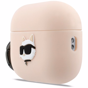Karl Lagerfeld Silicone Chaupette Head 3D deklas AirPods Pro 3 - rozinis
