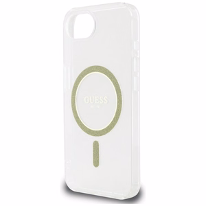 Guess IML Glitter Circle Magnetinis dėklas telefonui iPhone 16e - skaidrus