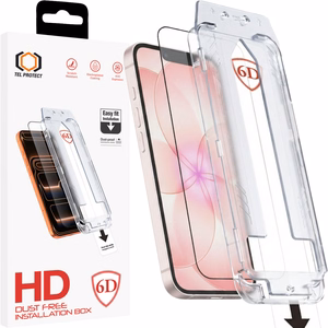 Tel Protect Dust-Free Easy Fit Full Glue 6D grūdintas stiklas skirtas Iphone 13/13 Pro/16E/17E juodas