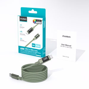 Choetech XCC-1068 PD 60W USB-C - USB-C laidas su ekranėliu 1.2 m - žalias