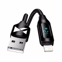 USB-A - Lightning kabelis Wozinsky WUALC2 su LED ekranu 2.4A 2m - juodas