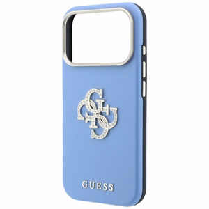 Guess Smooth & Big Strass Logo dėklas iPhone 18 Pro Max / 17 Pro Max – mėlynas
