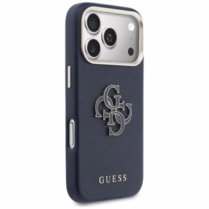 Guess HC PU FW RESIN LOGO BLUE dėklas iPhone 17 Pro 6,3"