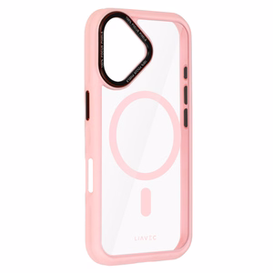 Liavec Hybrid Magsafe Skaidrus dėklas telefonui Iphone 16 šviesiai rožinis