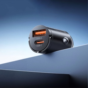 Orico MiniRing 30W USB-A + USB-C automobilinis įkroviklis - juodas
