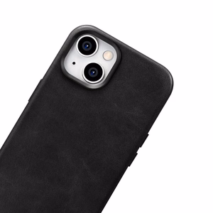 Чехол iCarer Oil Wax Premium Leather для iPhone 14 Plus магнитный кожаный с MagSafe чёрный