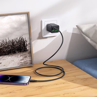 Įkroviklis telefonui Hoco 2 x USB C + 2 x USB A QC3.0 PD 3A 20W + kabelis USB C į Lightning N55 juodas