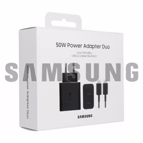 Įkroviklis Samsung EP-T5020XB juodas 50W (su pakuote) + Type-C laidas / 100% originalus /