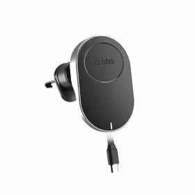 SBS TESUPP15WRETRACABL belaidis įkroviklis – išmaniojo telefono laikiklis su ištraukiamu kabeliu, suderinamas su MagSafe – juodas