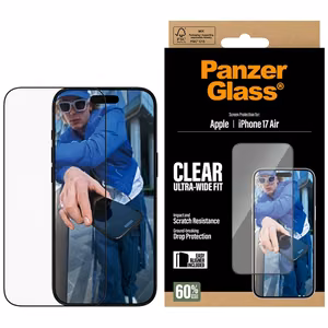 PanzerGlass itin platus EasyAligner grūdintas apsauginis stiklas iPhone Air telefonui