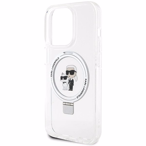 Karl Lagerfeld Magnetinis dėklas telefonui su žiediniu stovu Karl&Choupette MagSafe iPhone 13 Pro / 13 - baltas