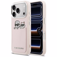 "Karl Lagerfeld Karl & Choupette Print & Pocket Case" dėklas "iPhone 17 Pro" - rožinis