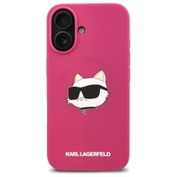 Karl Lagerfeld Silikoninis dėklas telefonui su Choupette galvos atspaudu MagSafe iPhone 16 - fuksija