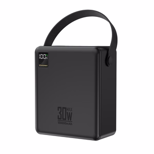 Внешний аккумулятор Wozinsky W8-B 100000mAh 30W, 2xUSB-A, 2xUSB-C, с фонариком, черный
