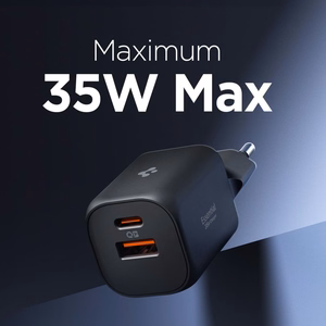 Spigen Essential EE352EU USB-C / USB-A 35W sieninis ikroviklis - Juodas