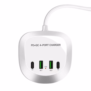Kelioninis įkroviklis T3P+ - 2xType C + 2xUSB - QC + PD 40W baltas