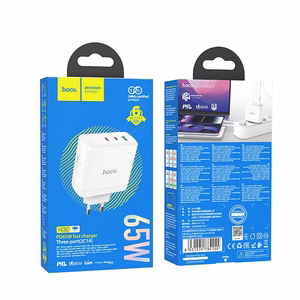 Įkroviklis Hoco 2 x USB-C + USB-A GaN QC PD 65W N30 baltas