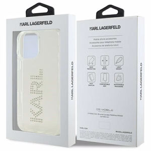 Karl Lagerfeld KLHCP16XHKLSTDCT iPhone 16 Pro Max 6.9" permatomas kietas dėklas IML Rhinestones logotipas