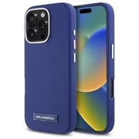 Karl Lagerfeld FW Metal Plate Magnetinis dėklas telefonui iPhone 16 Pro Max - mėlynas